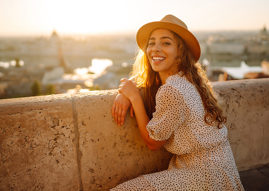 smiling egg donor on roof top